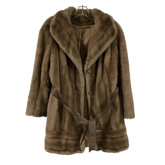 Tissavel Faux Fur Tan Belted Coat | L | Runway Fall Glam Burning Man - Picture 1 of 6